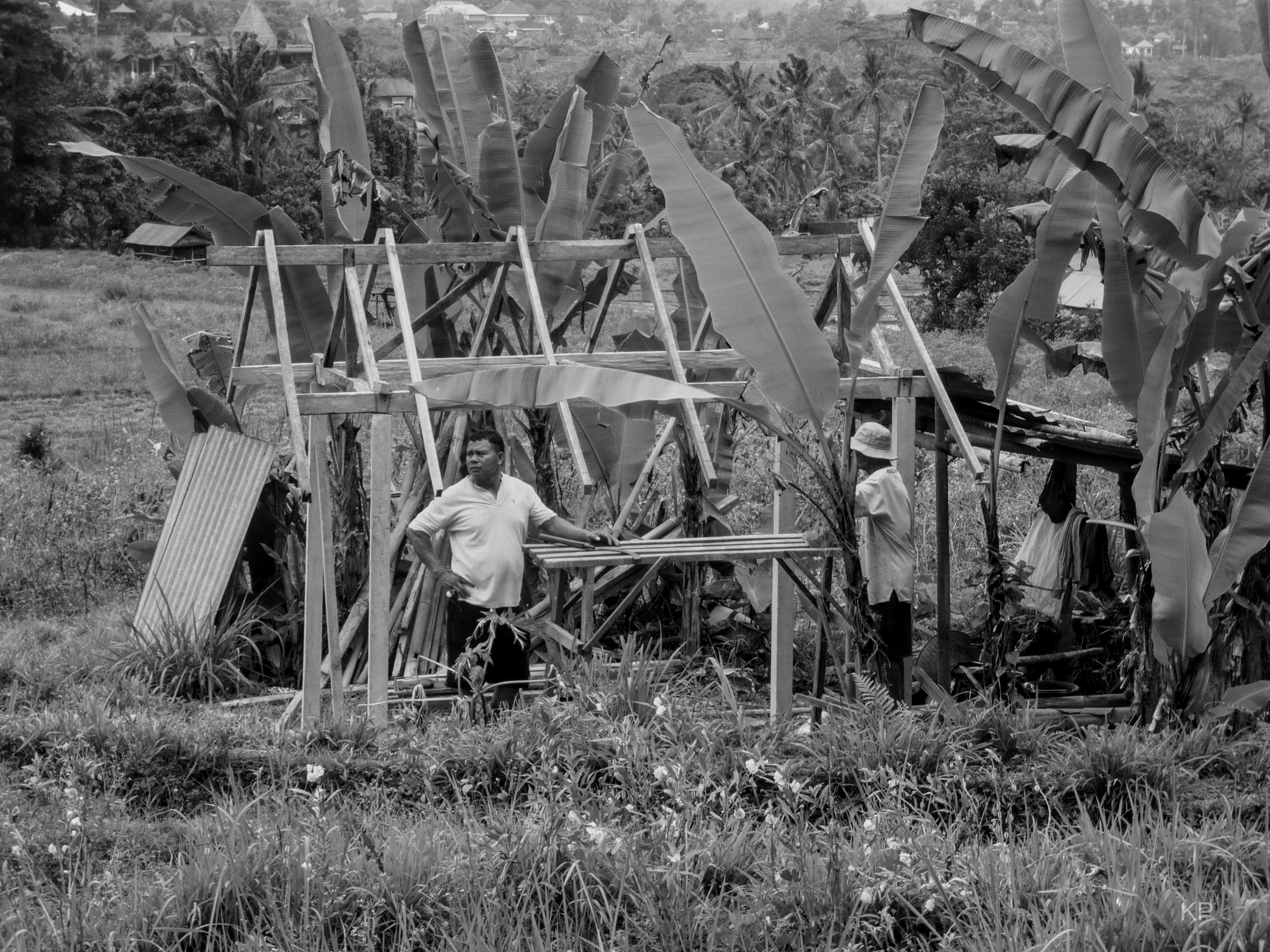 Chantier au milieu des rizières